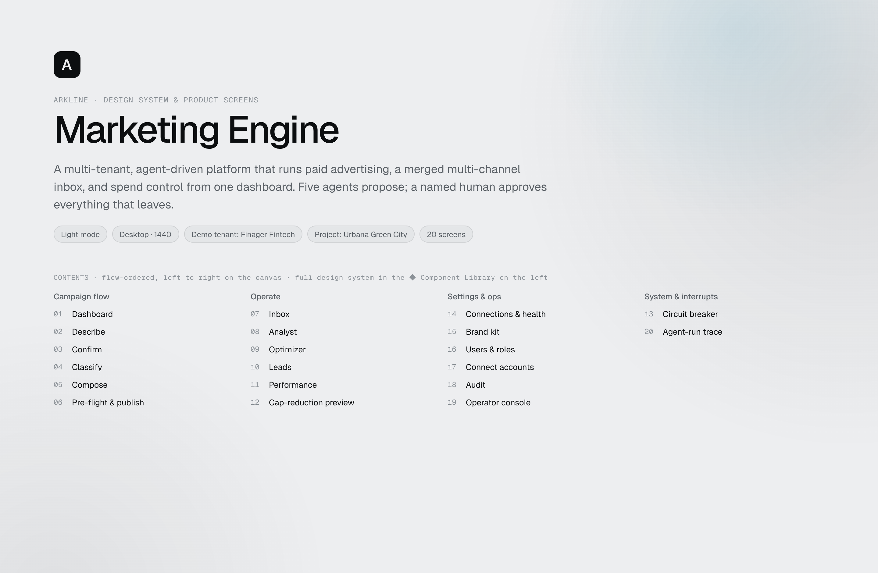 Arkline prototype screen